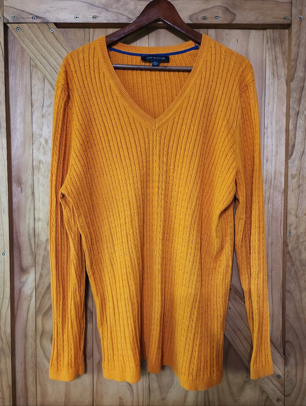 Tommy Hilfiger Women's V-Neck Cable Knit Pullover Sweater Fisherman Sz XXL